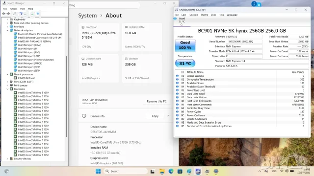 Dell Latitude 5450 FHD IPS Intel Core Ultra 5 135H/256GB/16GB DDR5/Гаранция до 01.06.2027г., снимка 10 - Лаптопи за работа - 55341180
