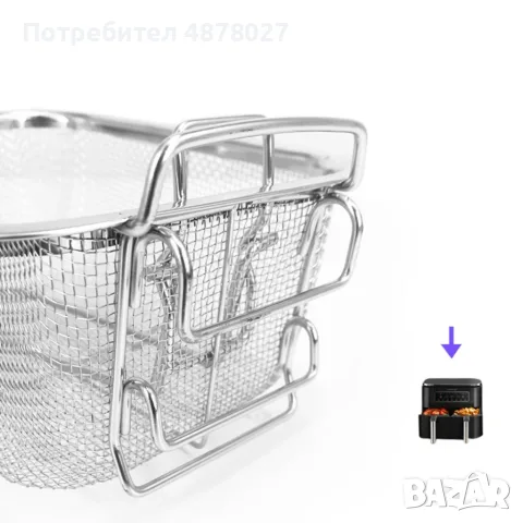 Многофункционална кошница за пържене от неръждаема стомана,  20х20х10см., снимка 2 - Обзавеждане на кухня - 55680115