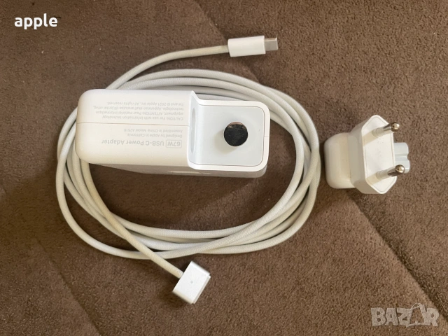  Apple 67W USB-C Power Adapter + MagSafe 3 Cable-Оригинални, снимка 2 - Лаптопи за работа - 55145325