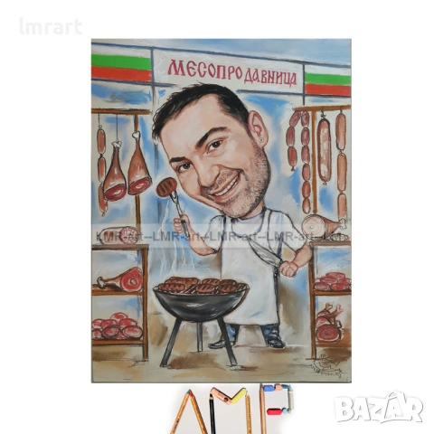 Рисувам ръчно КАРИКАТУРИ,ШАРЖ с пастели и моливи, снимка 4 - Картини - 54799175