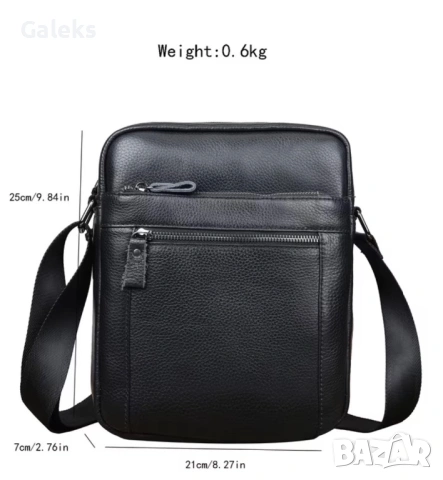 Мъжка функционална и елегантна кожена чанта Montreal /Черна естест. кожа!, снимка 12 - Чанти - 53964781