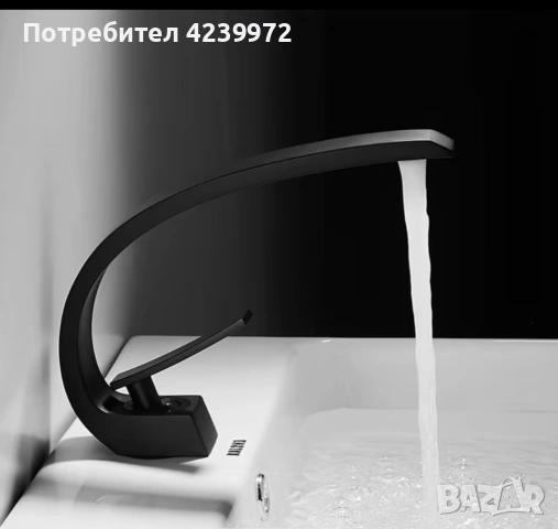 Черен дизайнерски смесител за баня . Модерен смесител за мивка., снимка 3 - Смесители - 55168664