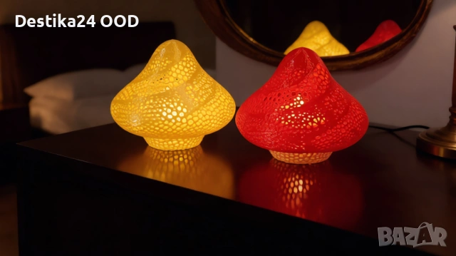 LED декоративни лампи гъбки комплект 3 бр нощна лампа с батерии украса за дом заведение бар ресторан