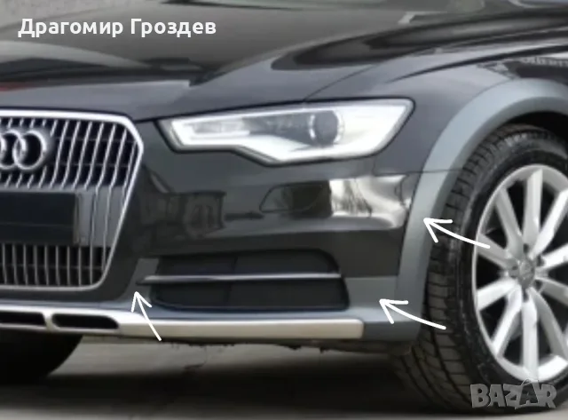 НОВ, преден ляв спойлер за пр. броня за Audi A6 Allroad (C7) / Ауди А6 (2012-2014)
