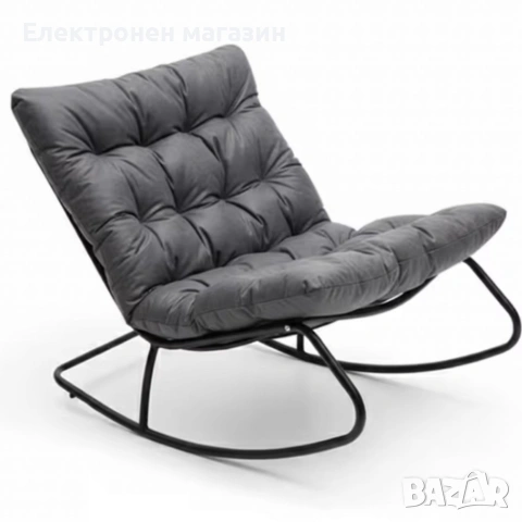 Комфортен люлеещ се стол с дебела възглавница – идеален за релакс у дома и навън, снимка 3 - Столове - 54053799