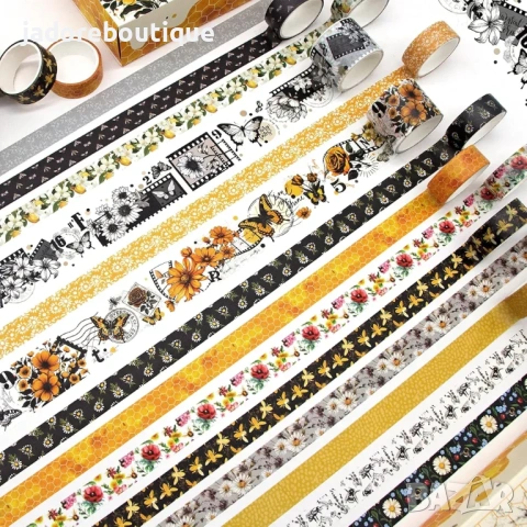 14 ролки/ к-кт Декоративно тиксо Washi tape Bee Garden, снимка 2 - Други - 54626075