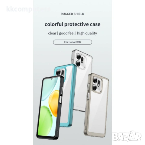 Прозрачен TPU+Акрил Калъф за Honor X6d 5G - Airbag, Антиотпечатък, 5 цвята, снимка 6 - Резервни части за телефони - 54517992