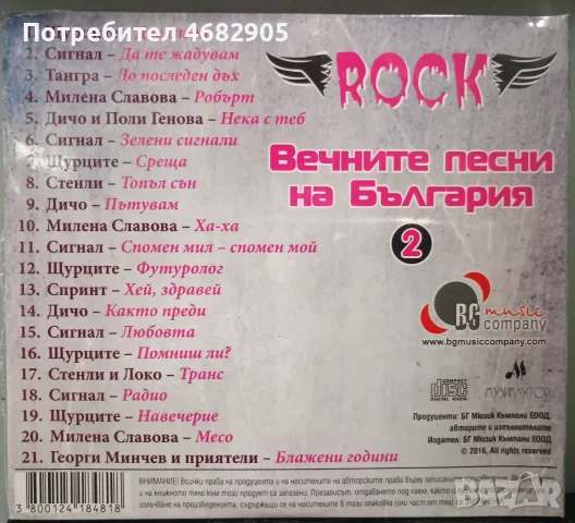 Вечните рок песни на България, снимка 2 - CD дискове - 55605551