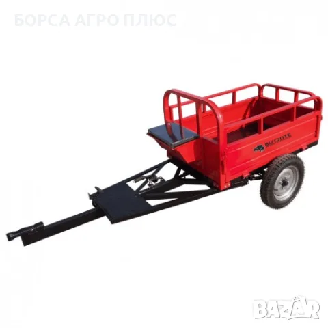 BISONTE BTA-500R Ремарке за мотокултиватор 500 кг 125x80x50 см 4x12 Ново, снимка 5 - Ремаркета - 55595797