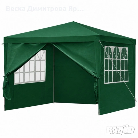 Просторна зелена градинска шатра - стабилна конструкция и водоустойчива рамка, снимка 7 - Градински мебели, декорация  - 54567831