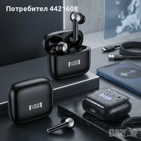 Безжични Bluetooth слушалки TWS с LED дисплей, ENC микрофон и IPX7 водоустойчивост, снимка 6 - Безжични слушалки - 55266120