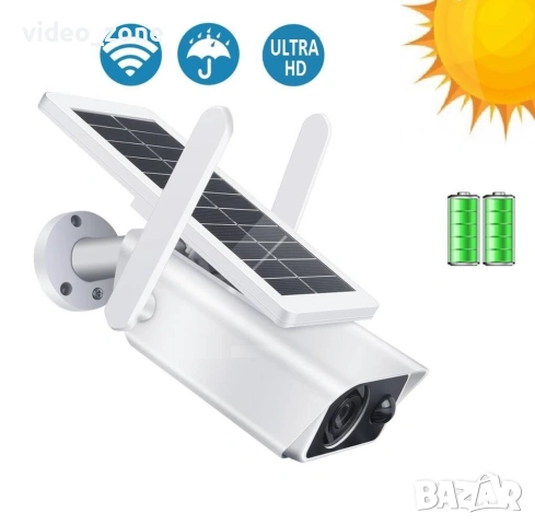 Ultra HD Соларна камера за видеонаблюдение - Водоустойчива Wifi безкабелна камера