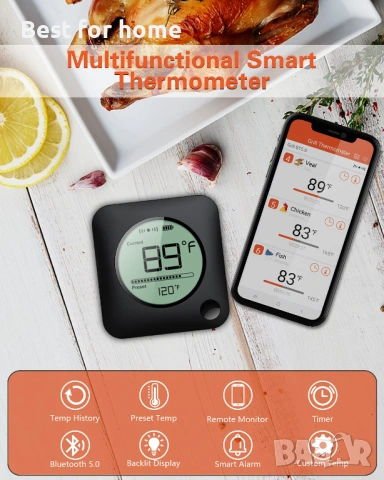 BFOUR Bluetooth термометър за месо за грил, снимка 4 - Друга електроника - 54474719
