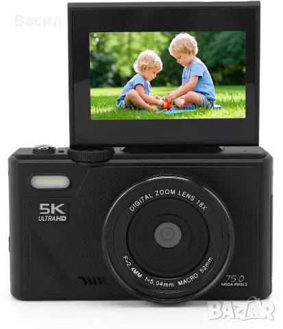 Дигитална камера - 5K HD & 75MP  и 18X Digital Zoom - WiFi, снимка 3 - Фотоапарати - 55332734