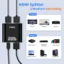 Fokky HS306-BK HDMI сплитер 1 към 2, 4K HDMI Splitter за два монитора/телевизора, снимка 2