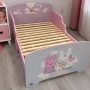 Детско легло Peppa Pig 140x70 см с ламелна основа – Розово легло с Пепа Пиг, замък и еднорог, снимка 1
