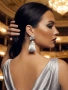 Елегантни официални обеци в нежно сиво с кристали Swarovski, снимка 2