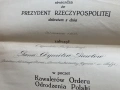 Грамота "Орден на Възраждане на Полша" 1934 г Димитър Павлов, снимка 3