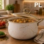 Тенджера Goldmann GM 8017-24B, 24x15см.\6.2л., Емайл, Индукция, Бял/Старо злато Код P2502, снимка 3