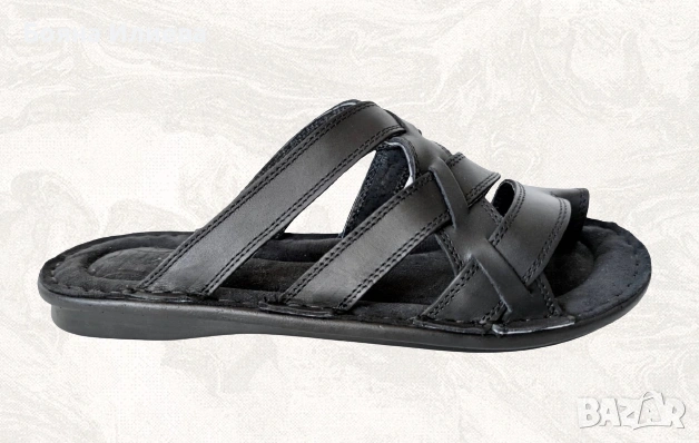 ЕСТЕСТВЕНА кожа- Габровски / български мъжки чехли, модел 144, снимка 3 - Мъжки чехли - 54102268