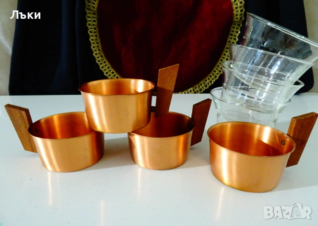 Медни чаши,чиста мед плюс стъклена чаша. , снимка 4 - Антикварни и старинни предмети - 54058418