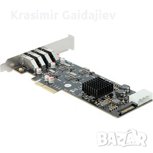 Delock PCI Express x4 карта към 4 x външни SuperSpeed ​​​​USB (USB 3.2 Gen 1) USB Type-A женски, чет, снимка 2 - Кабели и адаптери - 54913400