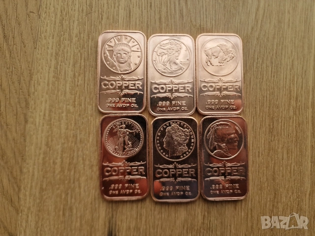 💵 1 oz медна монета – 999 медно кюлче copper coin copper bar