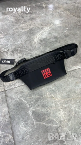 Hugo Boss Нова Черна Кожена Мъжка Чанта Хюго Бос 