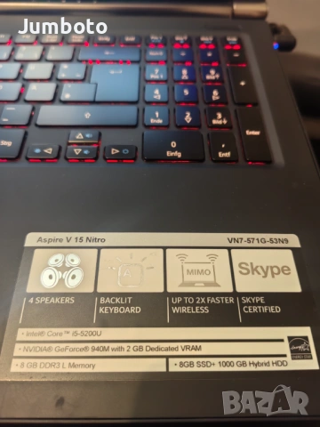 Лаптоп Acer aspire v15 Nitro I5/8Ram/940M