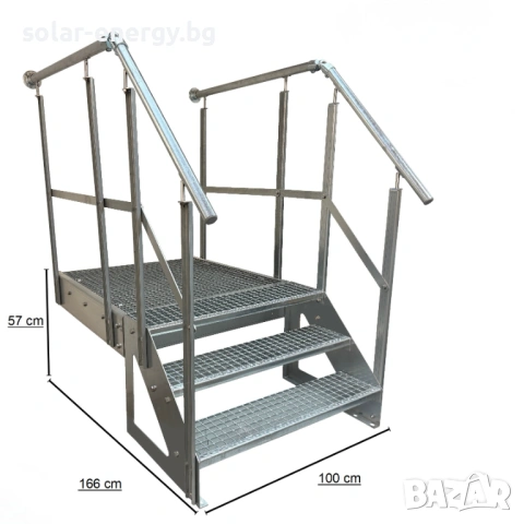 Метално стълбище с площадка 3 стъпала | Свободностоящо | Поцинковано, снимка 3 - Други - 54236136