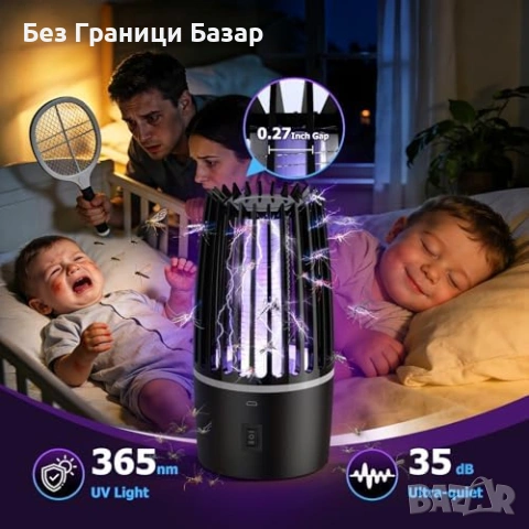 Нова UV лампа против комари 365nm 4000mAh тиха 2 режима Преносим унищожител, снимка 2 - Други стоки за дома - 54208393