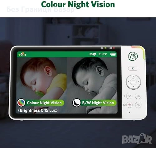 Нов Бебефон LeapFrog LF3927HD 7" HD монитор с цветно нощно виждане app, снимка 4 - Други - 54058942