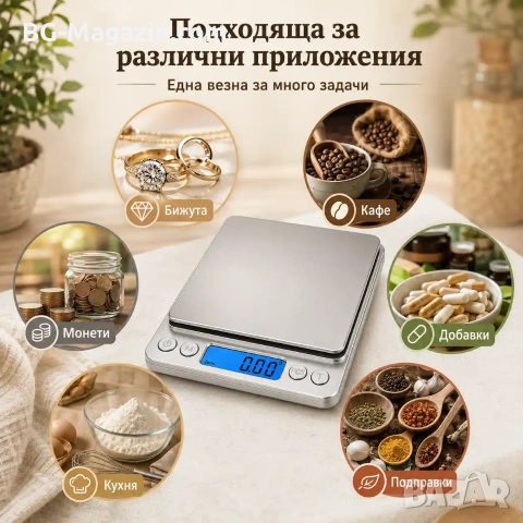 Професионална бижутерска електронна везна 0.01 дигитална кантар кухненска кафе злато бижута храна, снимка 2 - Везни - 50929893