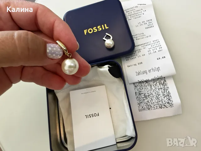 Чисто нови обеци Fossil, снимка 3 - Обеци - 55701751