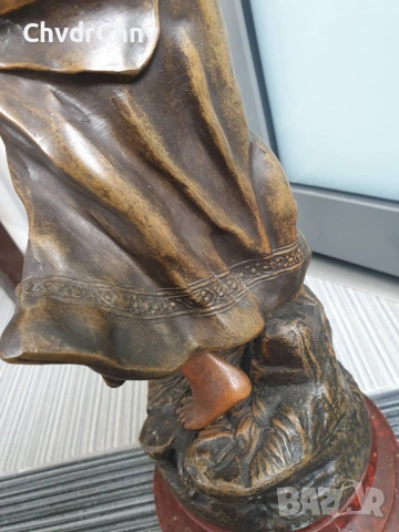 49см-3кг Moreau ЦАМ статуетка/стара френска скулптура/фигура на жена-художничка, снимка 13 - Статуетки - 54166256