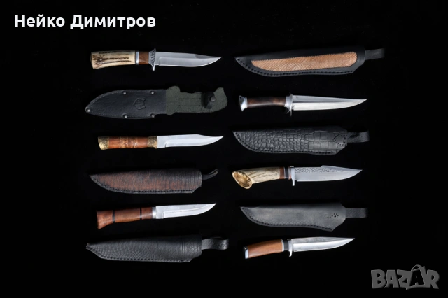 Ловен нож с кожена кания  ръчна изработка 