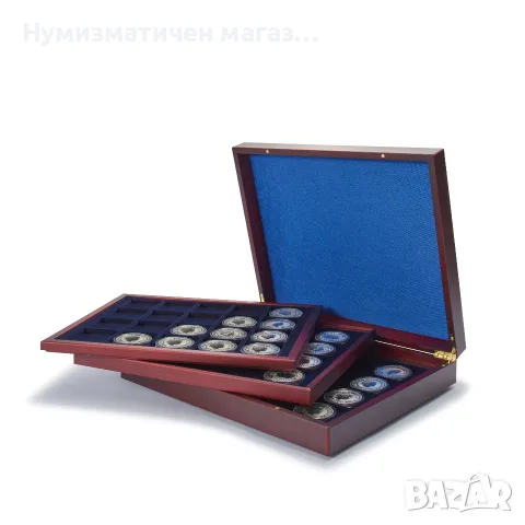 Луксозна дървена кутия за съхранение на монети издавани от БНБ 