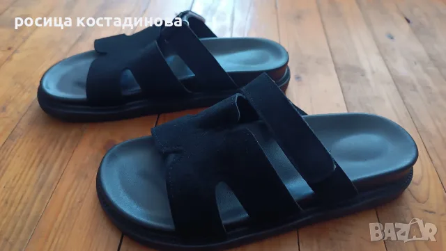 Дамски черни чехли 39/40, снимка 3 - Чехли - 55331769
