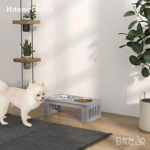 Станция за хранене на кучета PawHut, неплъзгаща се, 44x24x15 см, снимка 3 - За кучета - 54815081