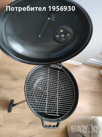Кръгло сферично барбекю на въглища Mirpol BBQ Line (47 см) с капак и пепелник – Отлично състояние, снимка 4 - Барбекюта - 55324341