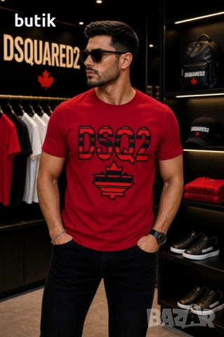 DSQUARED2 червена мъжка тениска DSQ2 – XL, снимка 2 - Тениски - 54427275