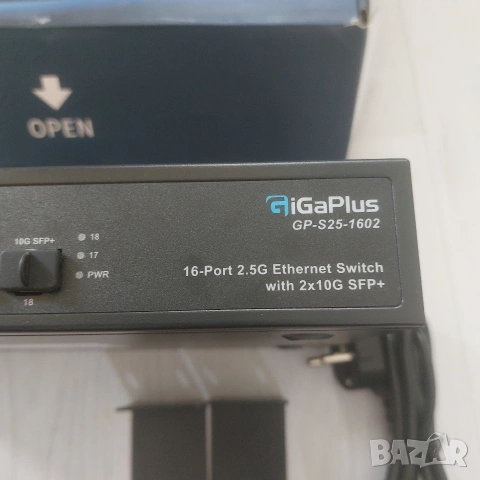 Професионален 2.5G Суич GiGaPlus GP-S25-1602 | 16 x 2.5GbE + 2 x 10G SFP+ | Fanless, снимка 3 - Суичове - 54446644