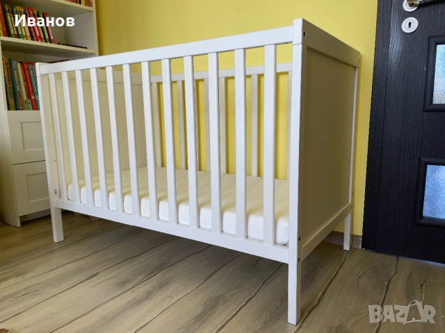Бебешко легло ИКЕА (кошара IKEA) креватче с матрак 60x120 см, 2 нива, снимка 6 - Кошарки - 54581193