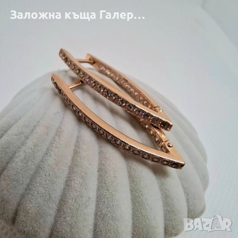 Елегантни златни обеци с фианити, 5,9г – стил и блясък, снимка 6 - Обеци - 54216803