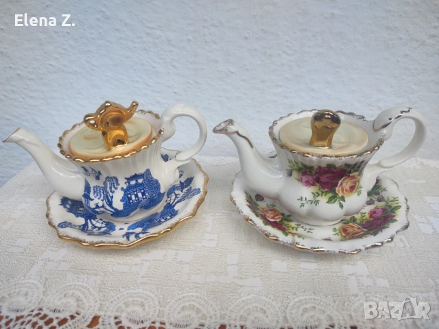 2 уникални чайника Cardew Royal Albert, Country Roses, Old Blue Willow, снимка 6 - Други - 54775710