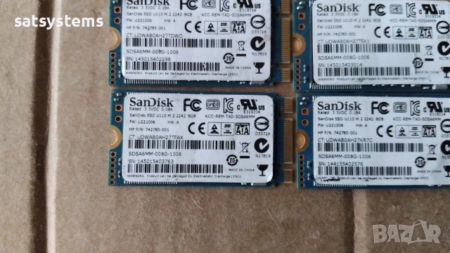  4бр.SanDisk SDSA6MM-008G-1006 SSD U110 M.2 2242 8GB SATA 6.0Gb/s
