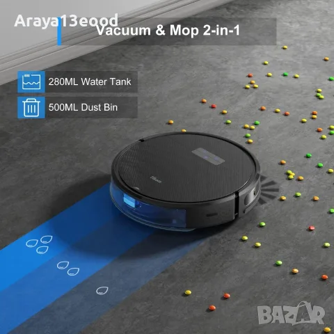 Прахосмукачка робот Tikom G8000 Pro с функция за миене, 4500Pa, 150 минути работа, Wi-Fi, снимка 5 - Прахосмукачки - 55314120
