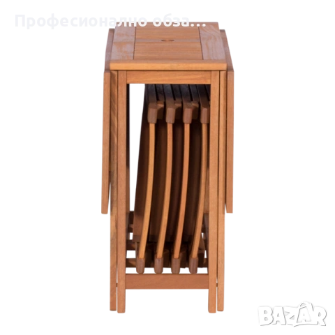 Компактен сгъваем комплект за градина маса с 4 стола от дърво меранти-супер малко място за прибиране
