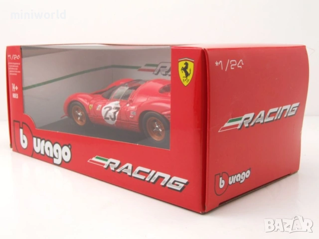 Ferrari 330 P4 n.23 Sieger Daytona 1967 Bandini Amon - мащаб 1:24 на bBurago моделът е нов в кутия, снимка 9 - Колекции - 54331315