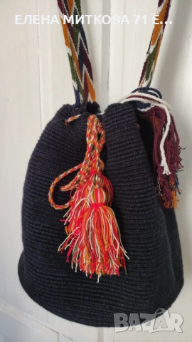 Mochila Wayuu колумбийска ръчно изработена тъкана дамска чанта среден размер, снимка 4 - Чанти - 54139920